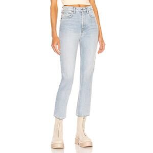 Grlfrnd 'Karolina' Blue Cotton High Rise Straight Crop Denim Jean Size 26